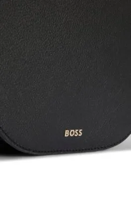 Bolso de bandolera en piel de grano grueso con letras de logo