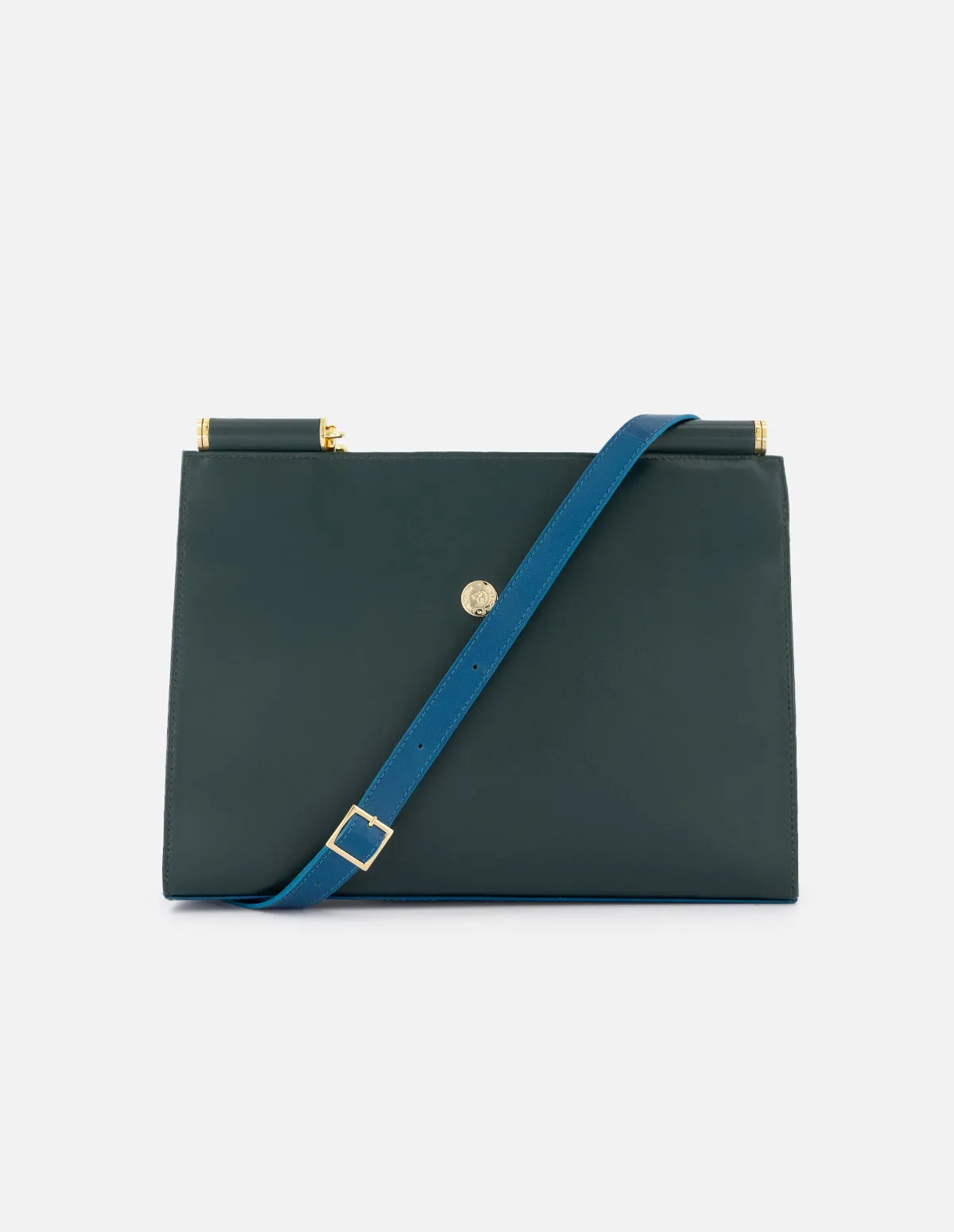 Bolso satchel de piel napa con bloque de colores para mujer
