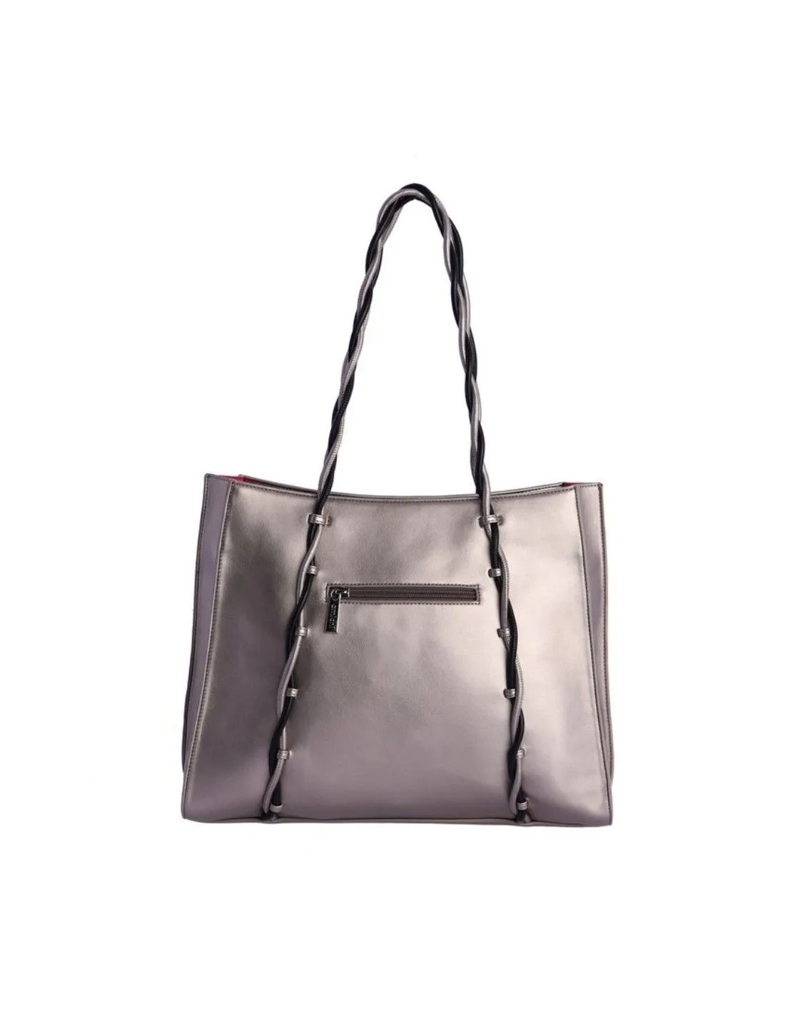 Bolso shopper AMICHI con asas de hombro plata