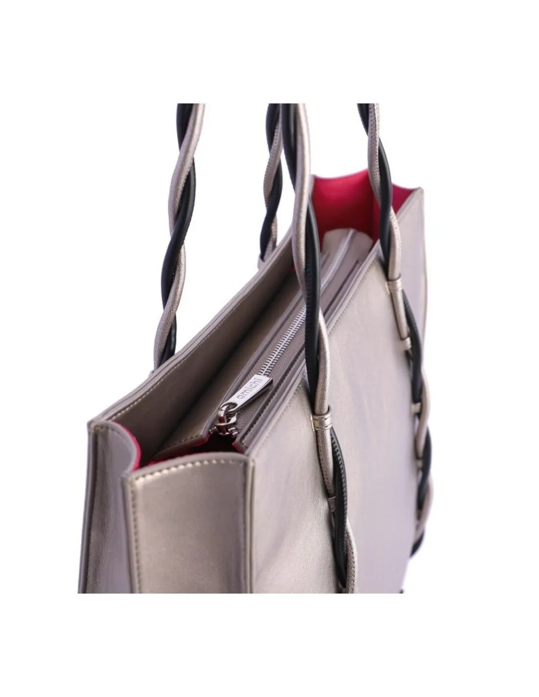 Bolso shopper AMICHI con asas de hombro plata