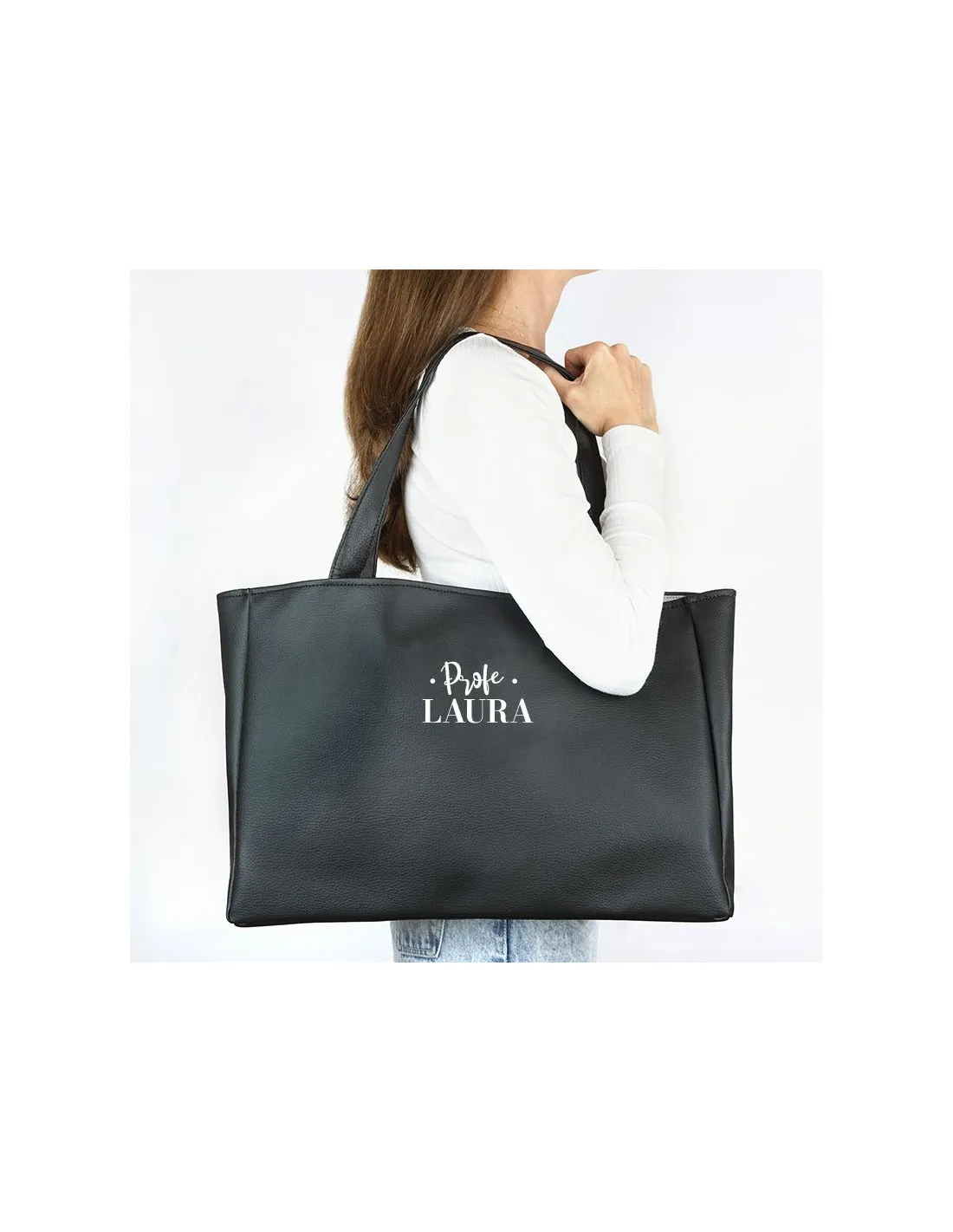 Bolso Shopper polipiel Profe o Seño + Nombre Mi Pipo