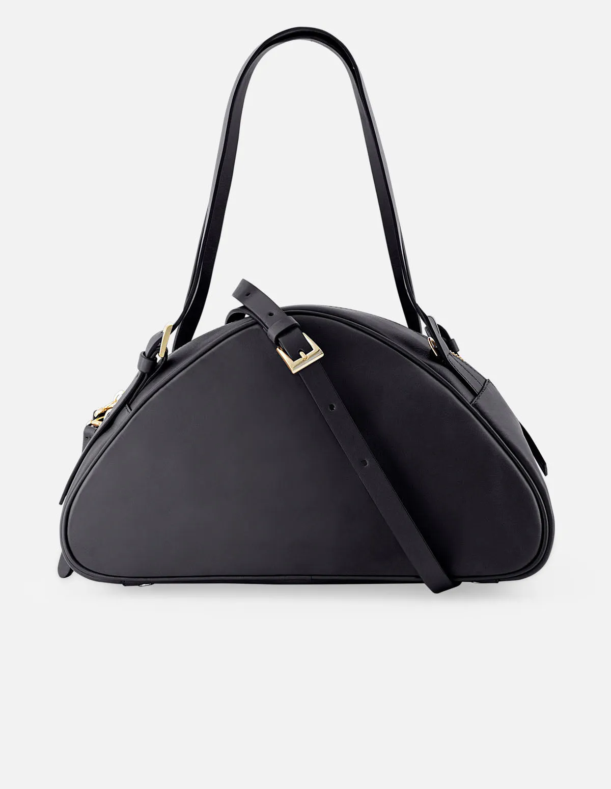 Bolso trapecio de piel color negro para mujer