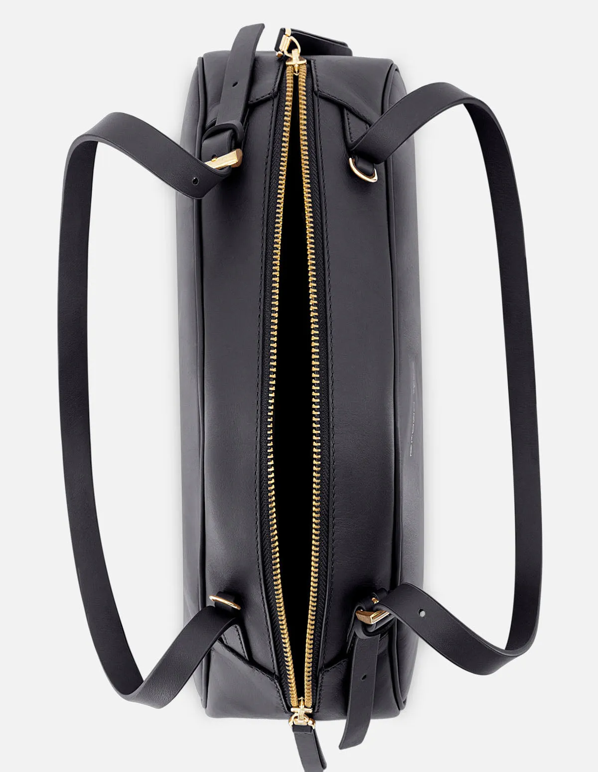 Bolso trapecio de piel color negro para mujer