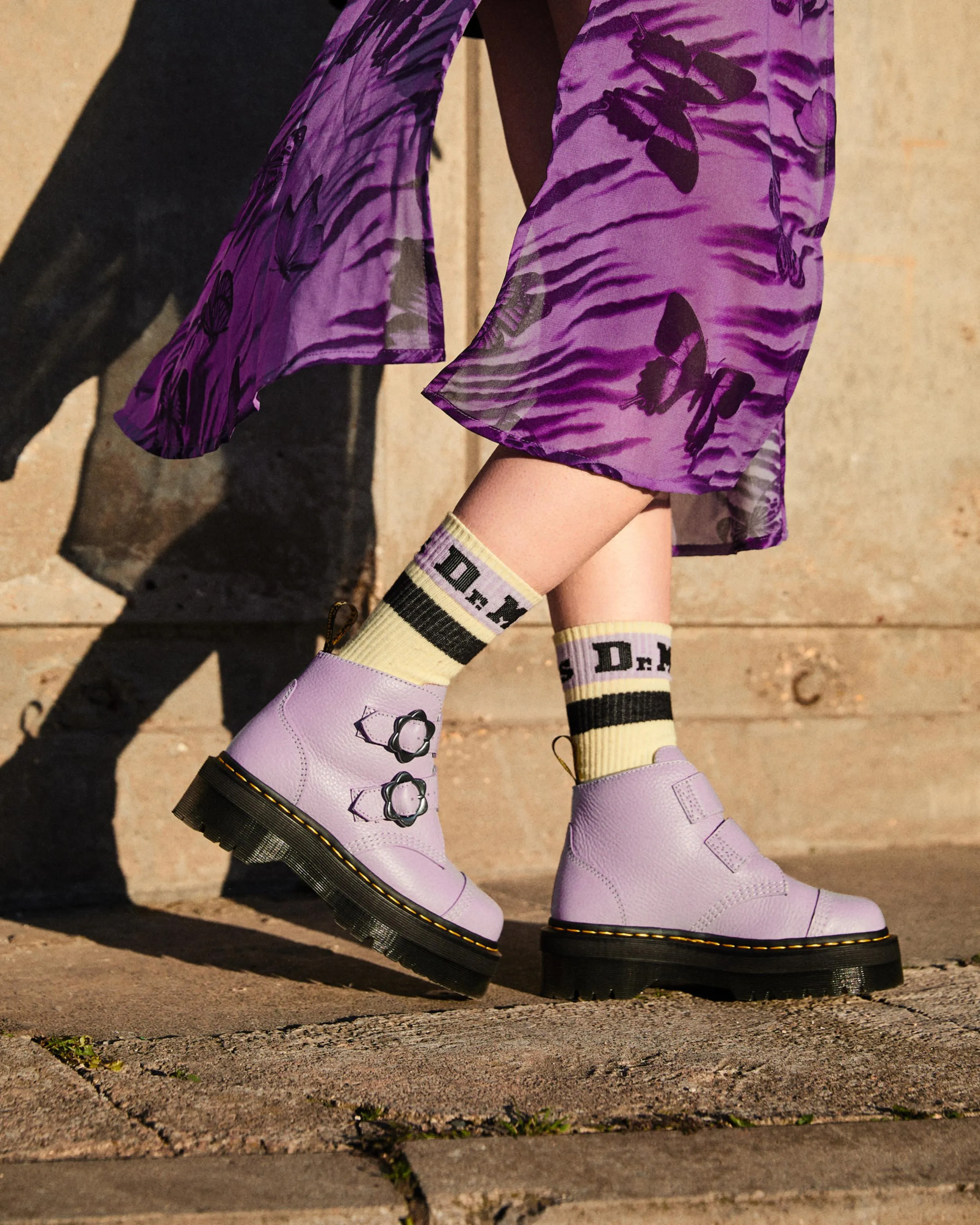 Botas con plataforma Devon Flower de piel Milled Nappa