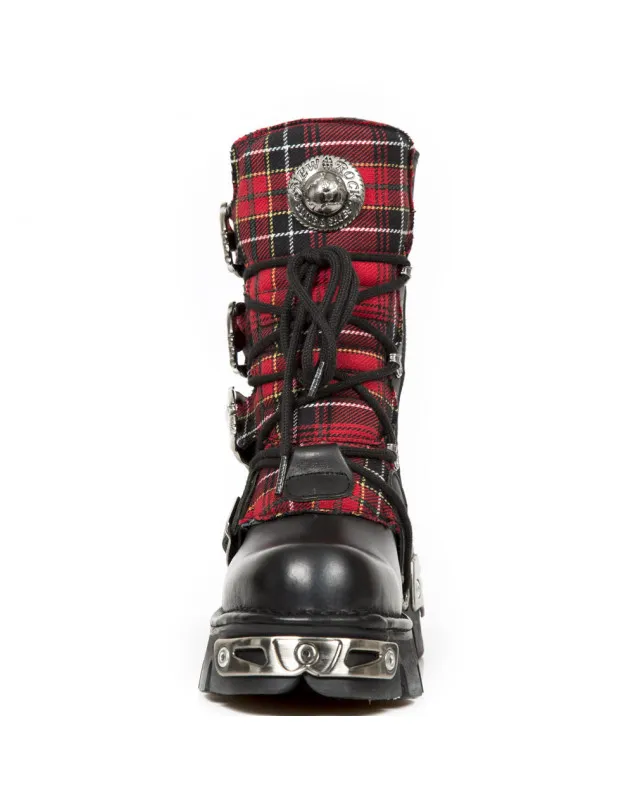 BOTAS DE CUERO CON HEBILLAS TELA ESCOCESA REACTOR