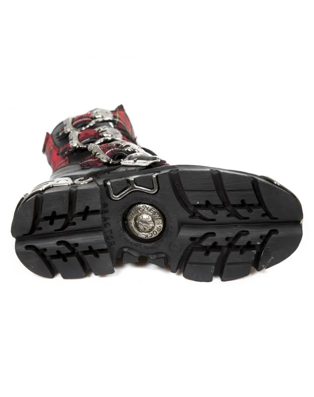 BOTAS DE CUERO CON HEBILLAS TELA ESCOCESA REACTOR