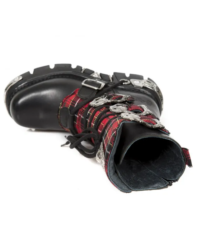 BOTAS DE CUERO CON HEBILLAS TELA ESCOCESA REACTOR
