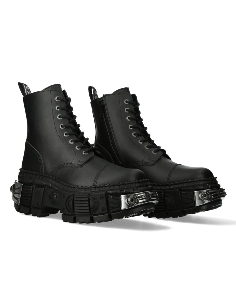 Botas militares negras tank acero