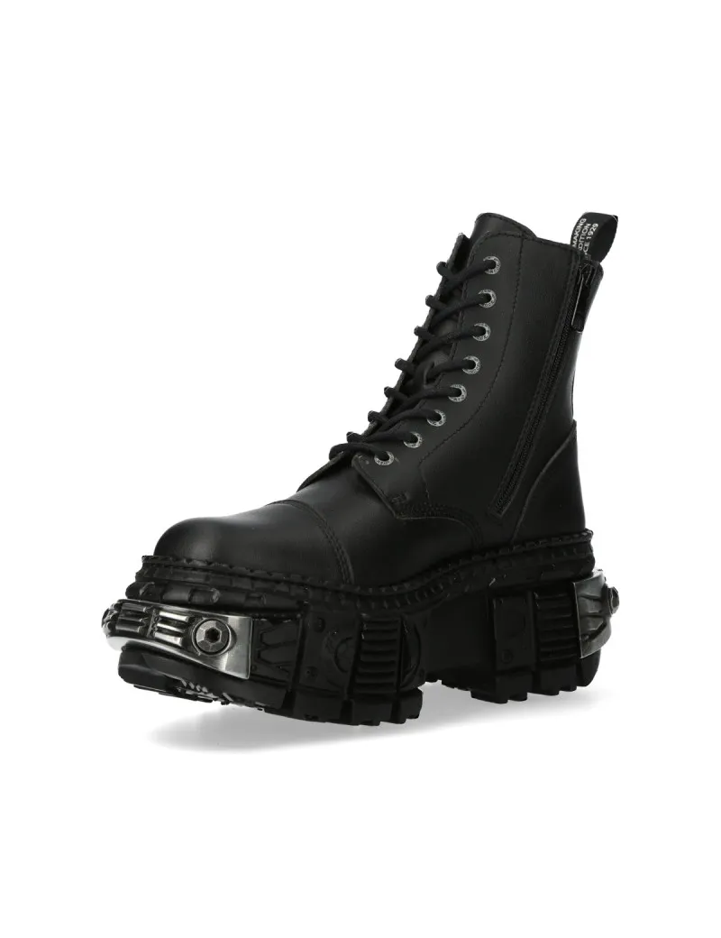 Botas militares negras tank acero