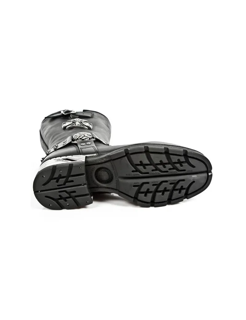 BOTAS MOTERAS TACON ACERO NEGRAS DE PIEL DE NEWROCK