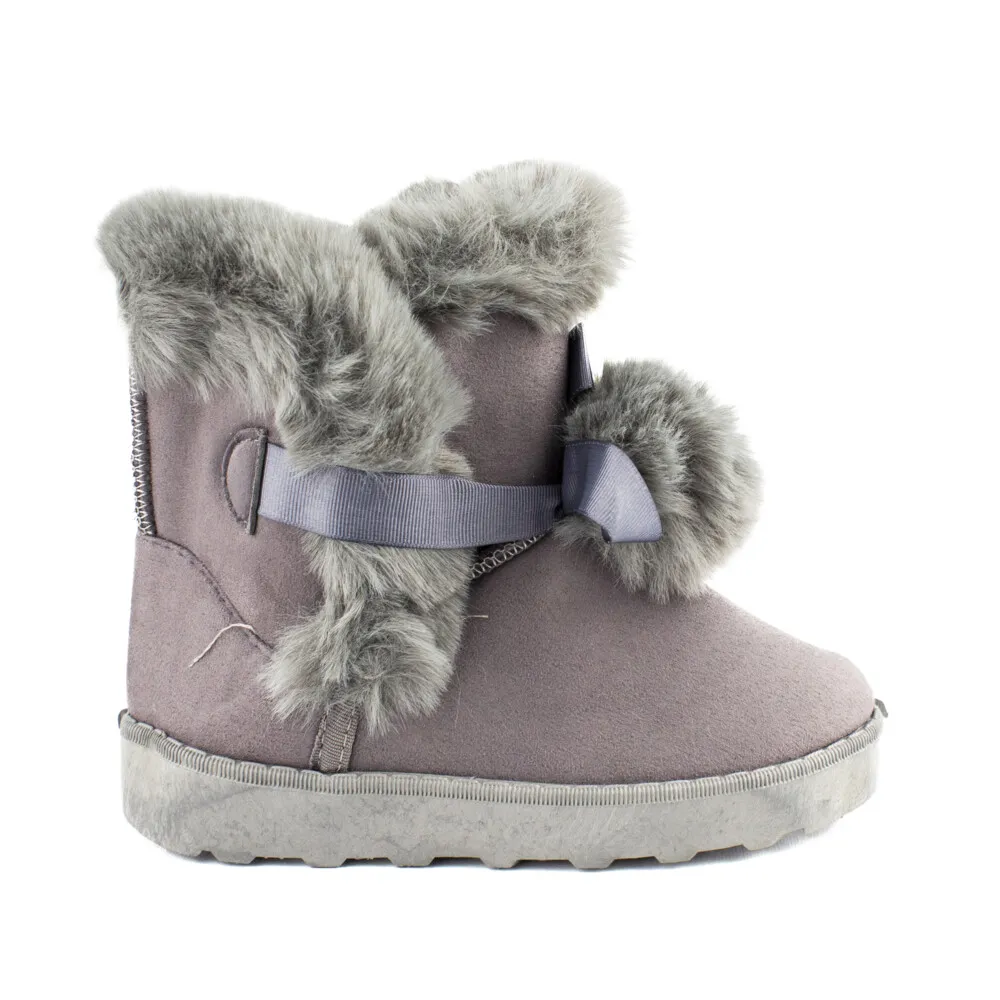 Botas Niña Australianas Gris Pompones