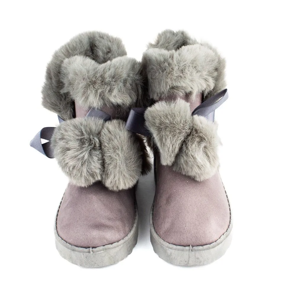 Botas Niña Australianas Gris Pompones