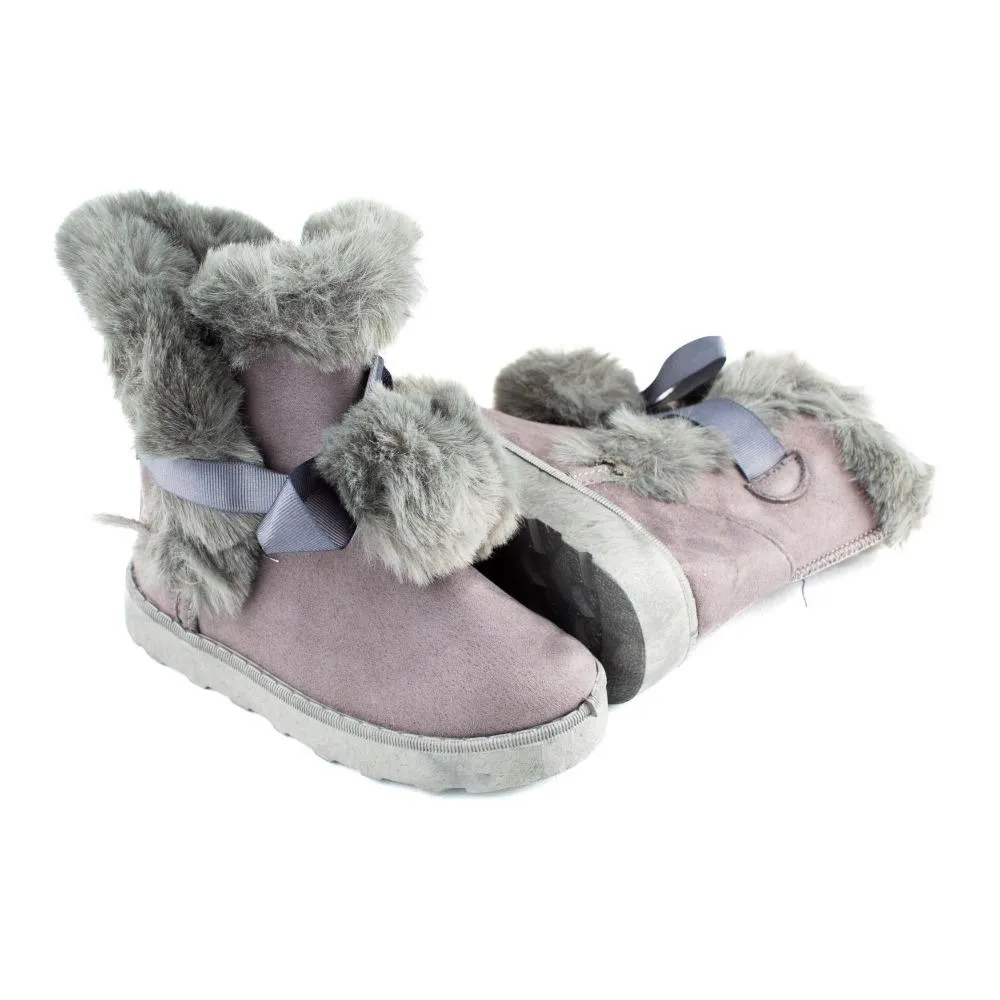 Botas Niña Australianas Gris Pompones