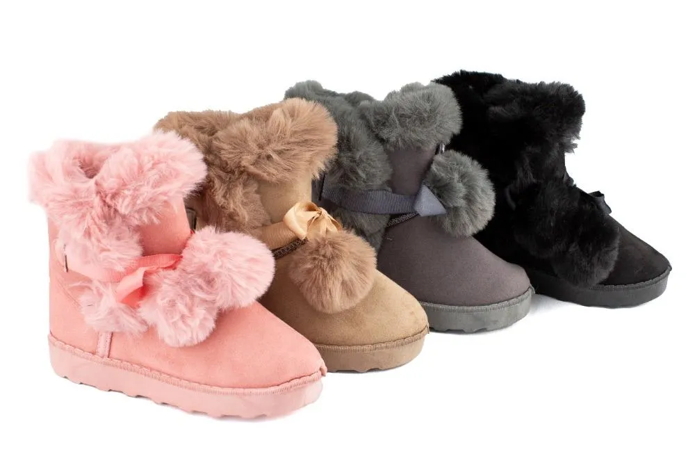 Botas Niña Australianas Gris Pompones