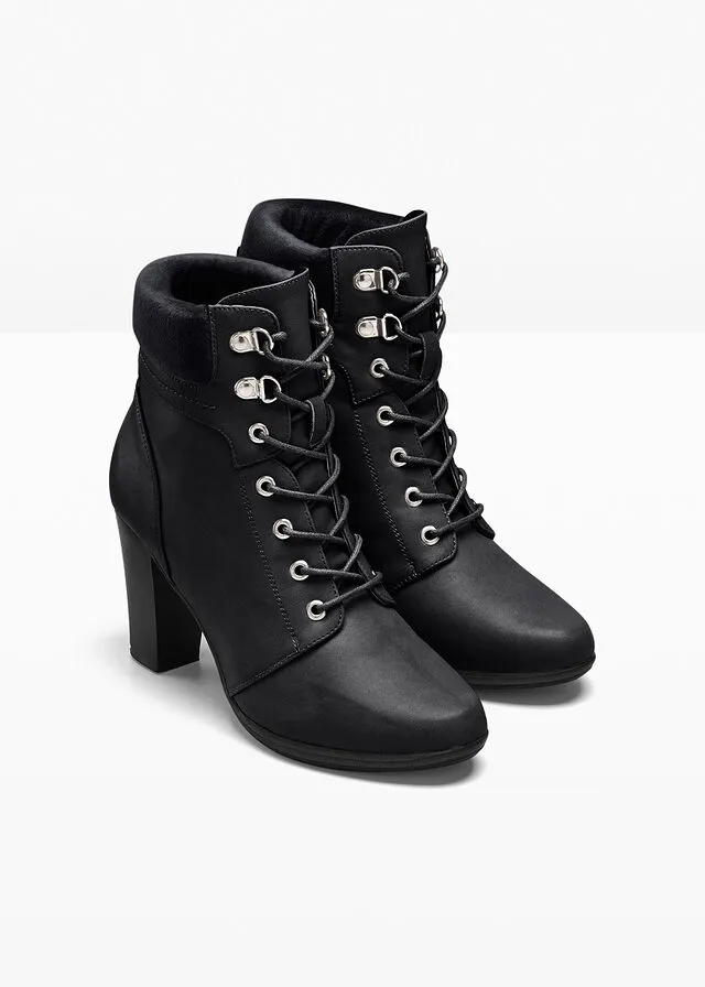 Botines con cordones Negro