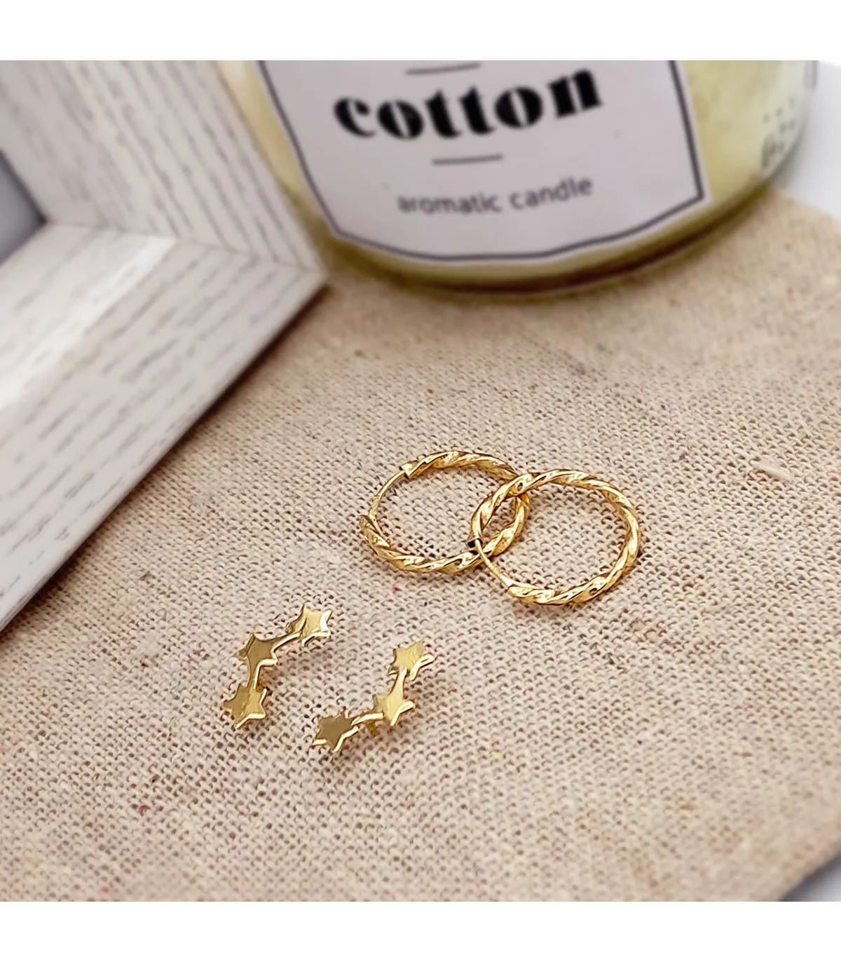 Boucles d'oreilles Grimpeurs Or 18K Mini Étoiles