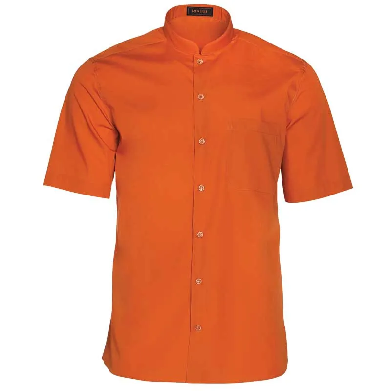CAMISA COLOR CALDERA MANGA CORTA CON CUELLO MAO YUAN  ROGER