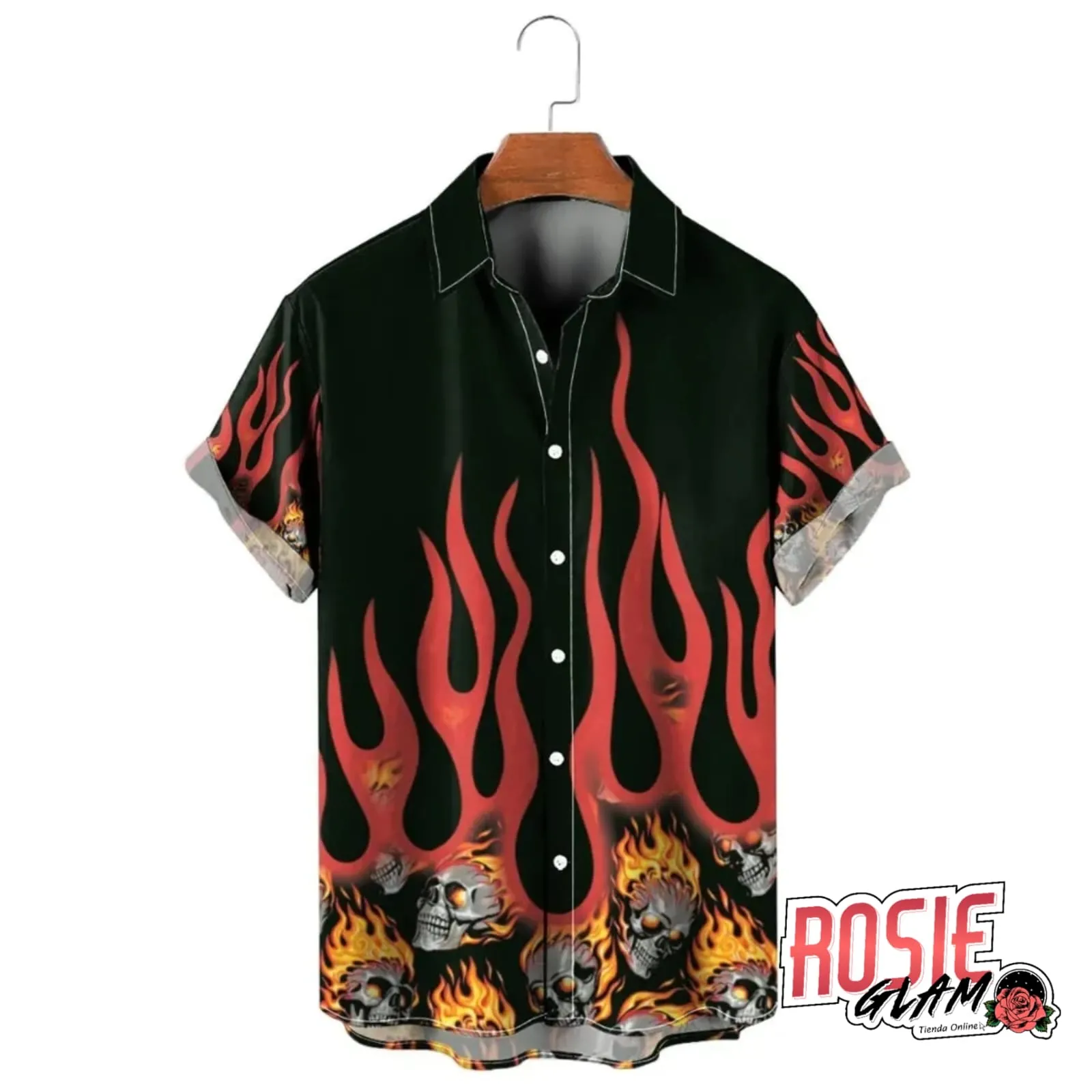 CAMISA CR\U00E1NEOS EN FLAMAS  ROSIEGLAM