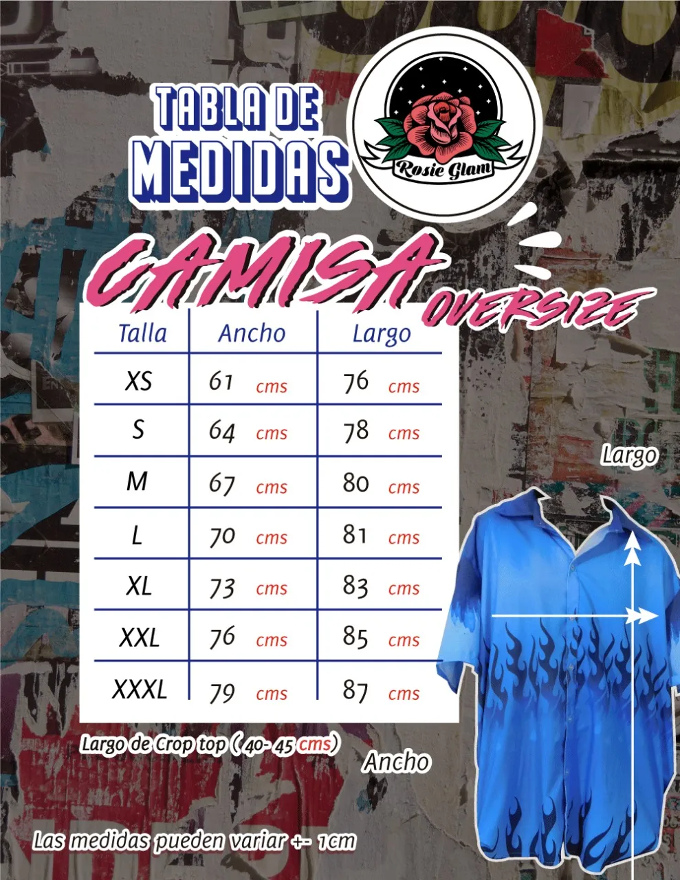 CAMISA CR\U00E1NEOS EN FLAMAS  ROSIEGLAM