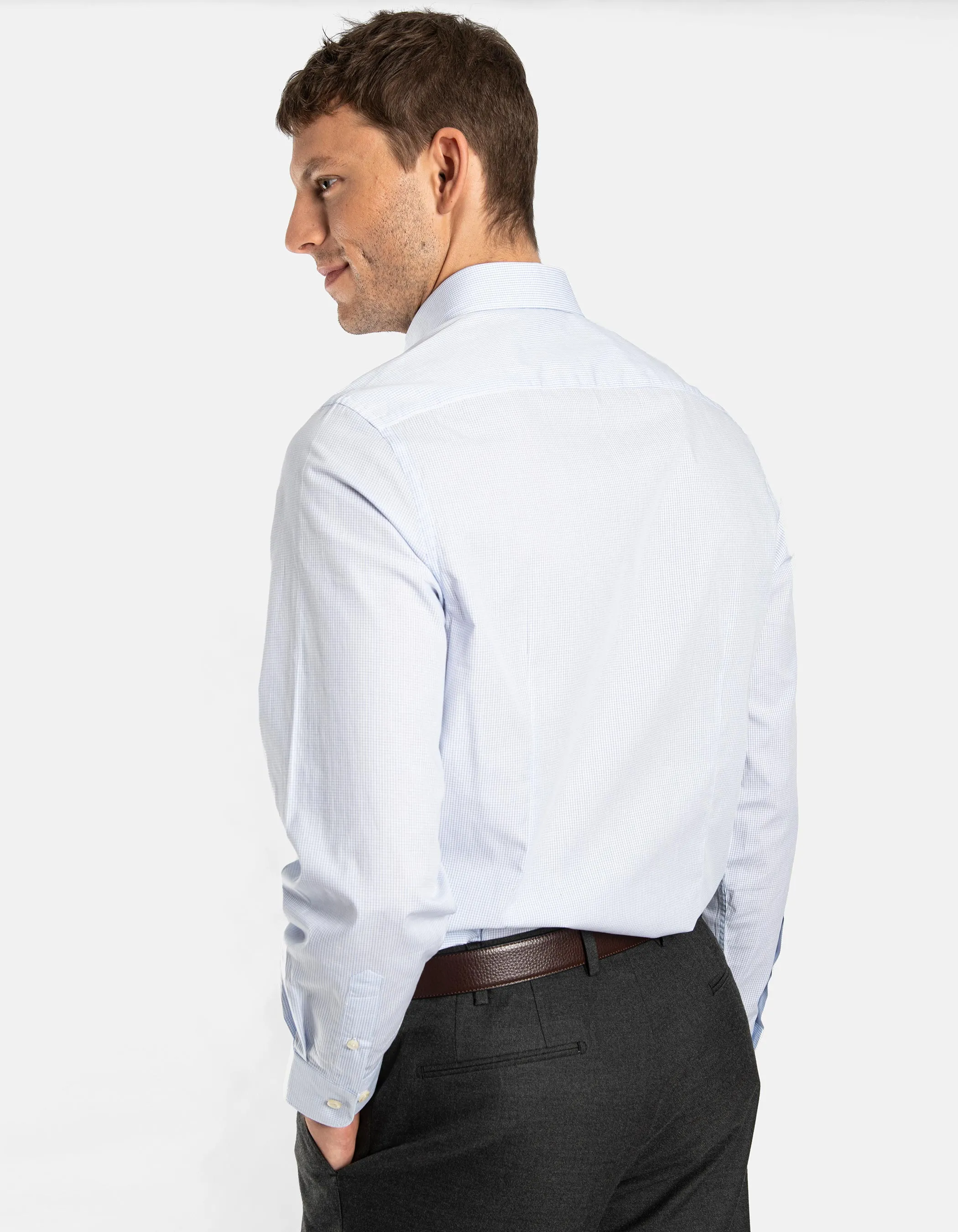 Camisa microcuadro popelín