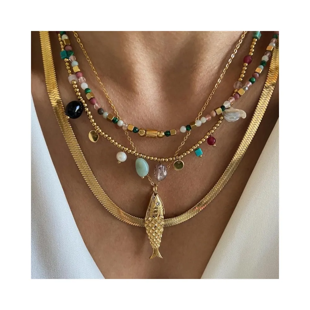 Collar Sabina Ágata Dentrítica Oro