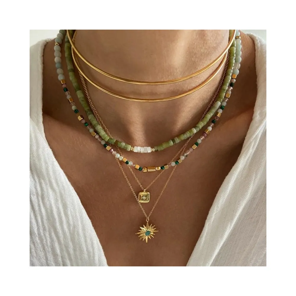 Collar Sabina Ágata Dentrítica Oro