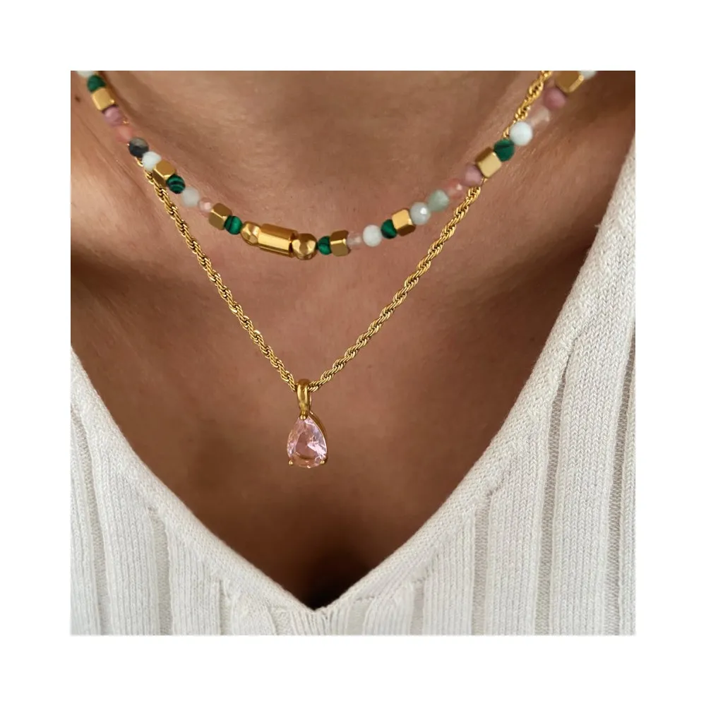 Collar Sabina Ágata Dentrítica Oro