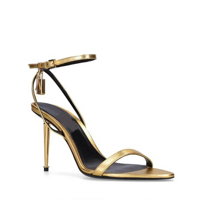 Con caja de lujo para mujer tacones altos diseñadores candado puntiagudo de sandalia desnuda leopardo negro nude rosa plateado z
