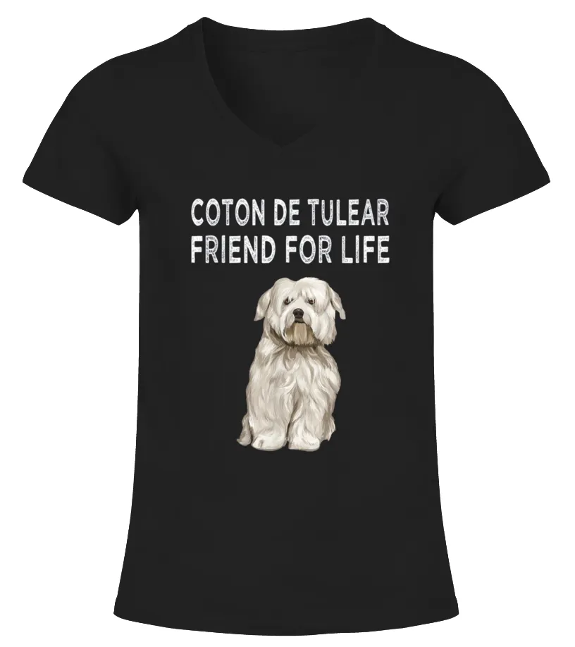 coton de tulear friend t shirt Camiseta cuello pico Mujer