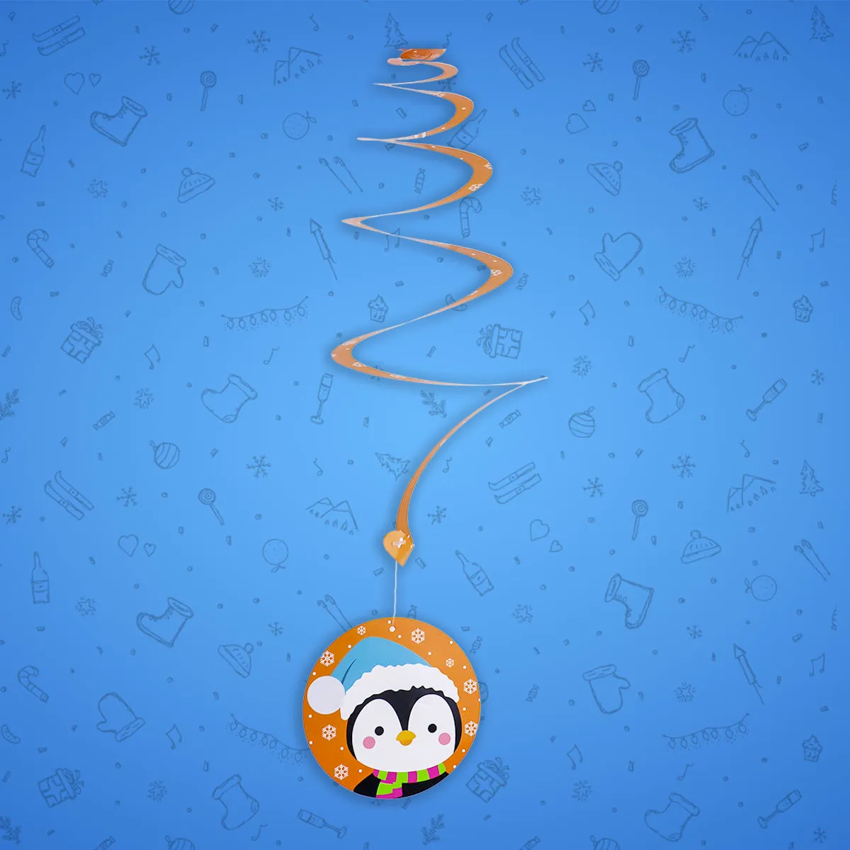 Decoraciones de Papel en Espiral para Navidad, Pingüino