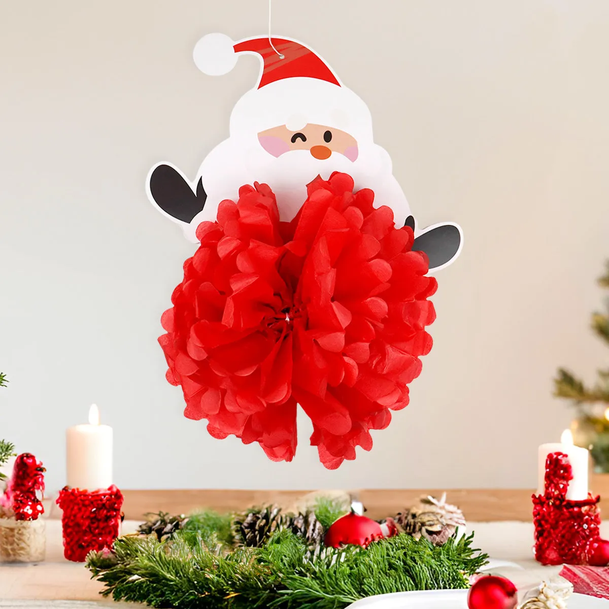 Decoración Navidea de Papel con Diseo de Santa Claus