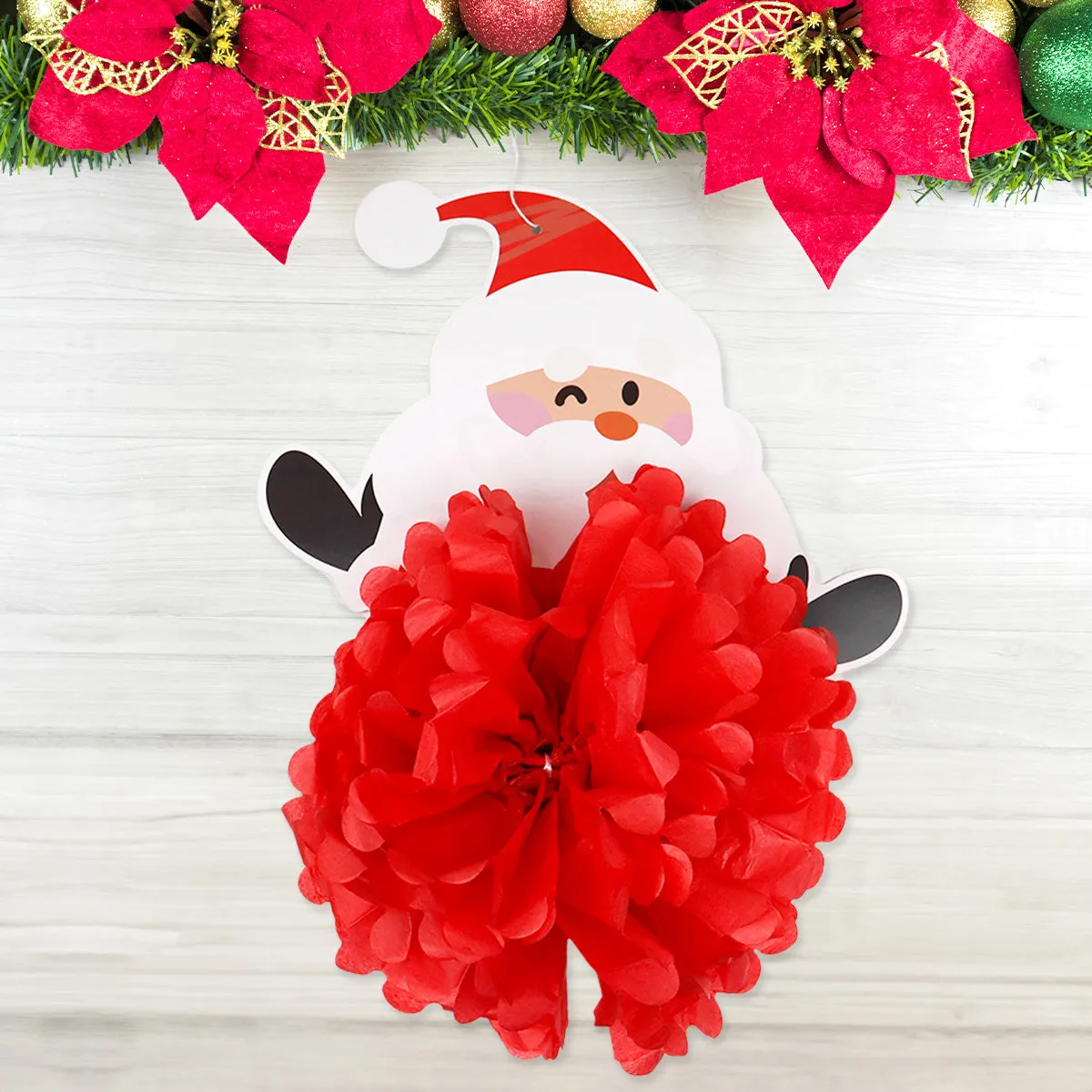 Decoración Navidea de Papel con Diseo de Santa Claus