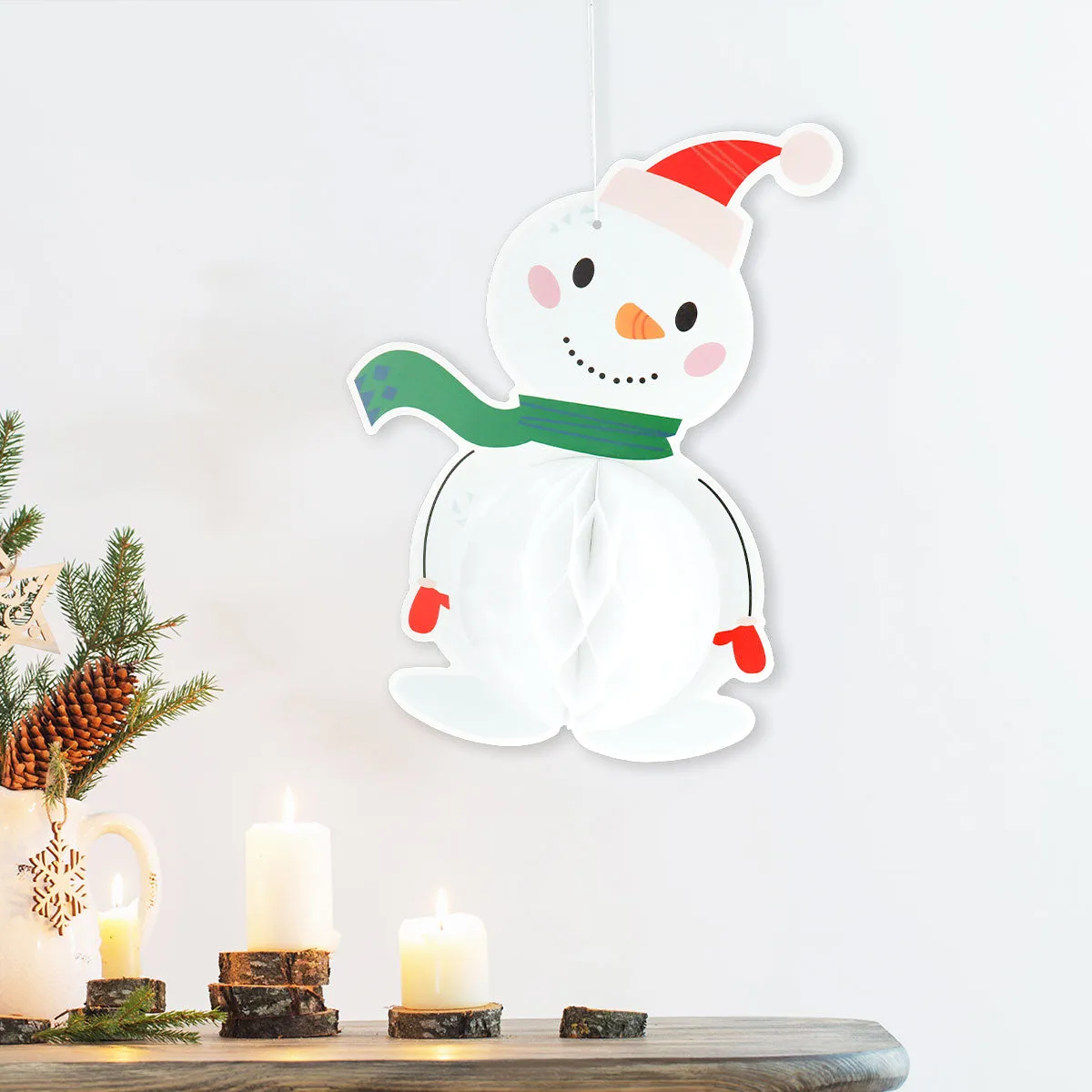 Decoración Navidea de Papel en Forma de Mueco de Nieve