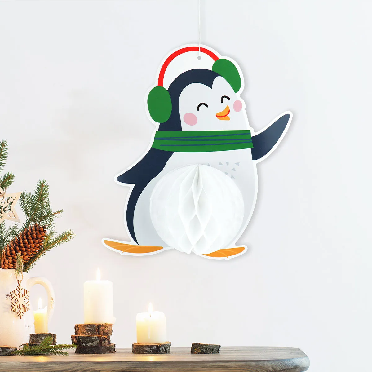 Decoración Navidea de Papel en Forma de Pingüino