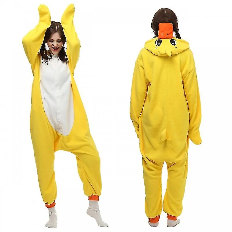 Disfraz de pato amarillo Pijama Onesie Kigurumi Jumpsuit Animal Hoodie