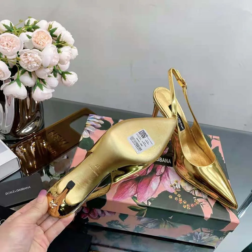 Dolce Gabbana D&G Mujer Zapatos destalonados de piel de becerro con efecto espejo