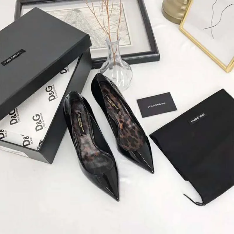 DOLCE GABBANA D&G ZAPATOS MUJER SALóN CHAROL SUELA LEOPARDO ALTURA TACóN 80MMNEGRO