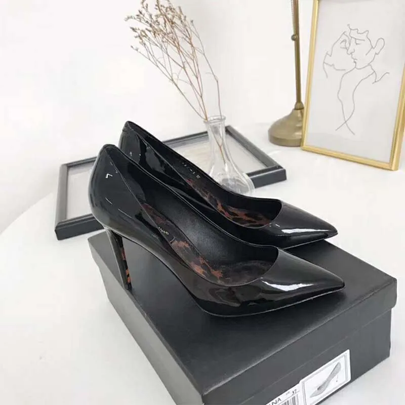 DOLCE GABBANA D&G ZAPATOS MUJER SALóN CHAROL SUELA LEOPARDO ALTURA TACóN 80MMNEGRO