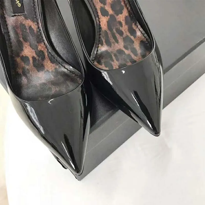 DOLCE GABBANA D&G ZAPATOS MUJER SALóN CHAROL SUELA LEOPARDO ALTURA TACóN 80MMNEGRO
