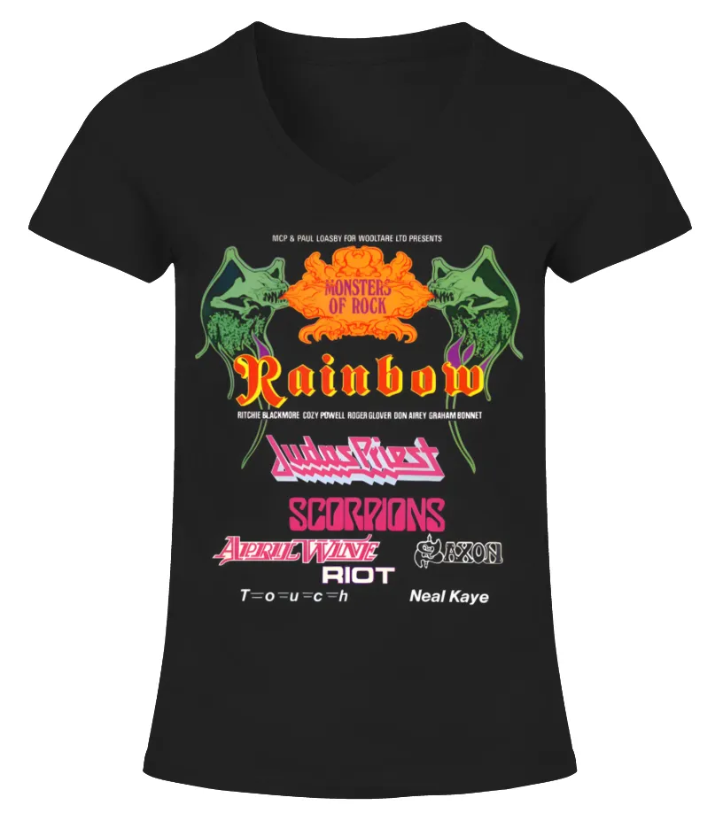 Donington Monsters Of Rock 1980 BK Camiseta cuello pico Mujer