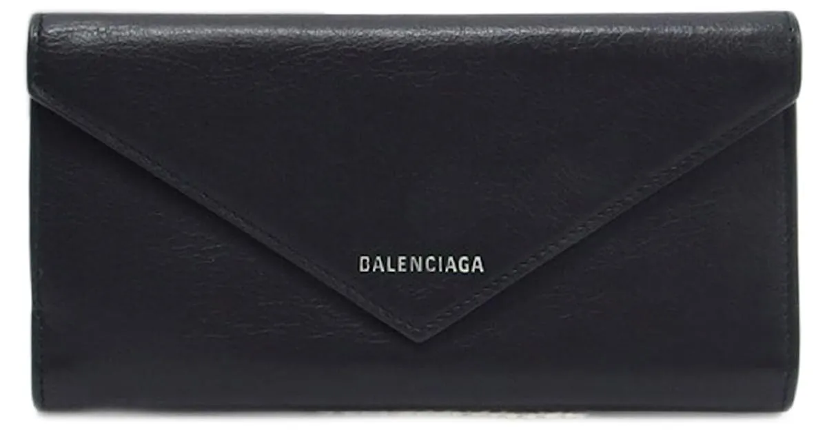 Everyday Billetera larga plegable de papel Balenciaga Negro 