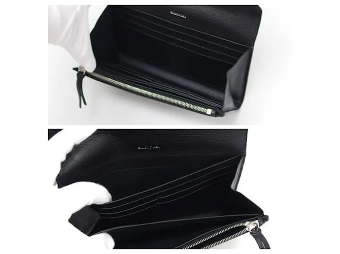 Everyday Billetera larga plegable de papel Balenciaga Negro 