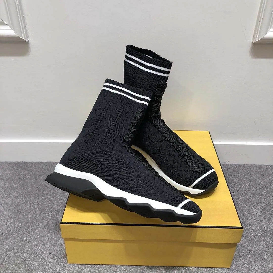 FENDI MUJER ZAPATILLAS DE TELA ZAPATOS CON BORDES ACANALADOSNEGRO