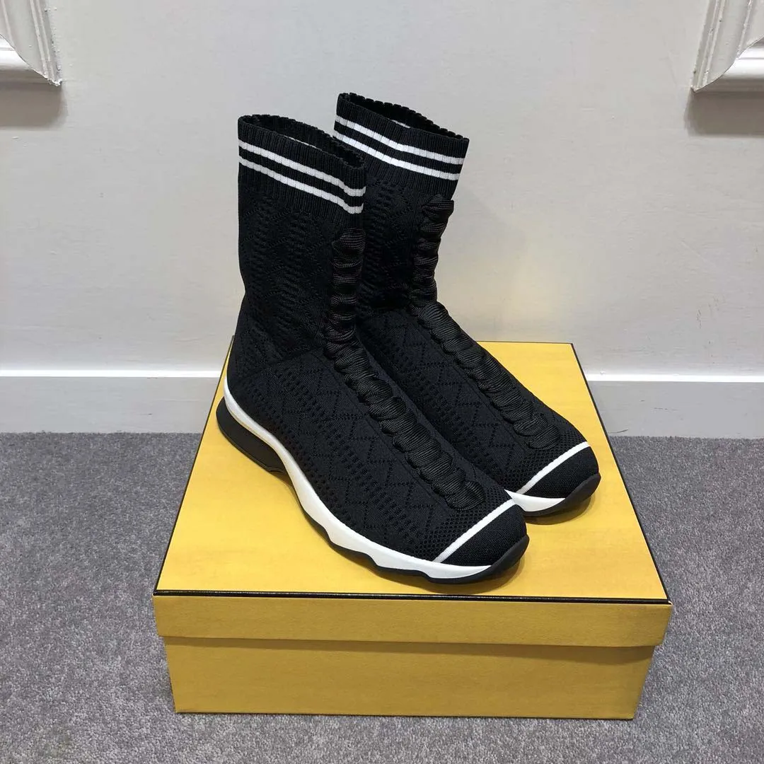 FENDI MUJER ZAPATILLAS DE TELA ZAPATOS CON BORDES ACANALADOSNEGRO