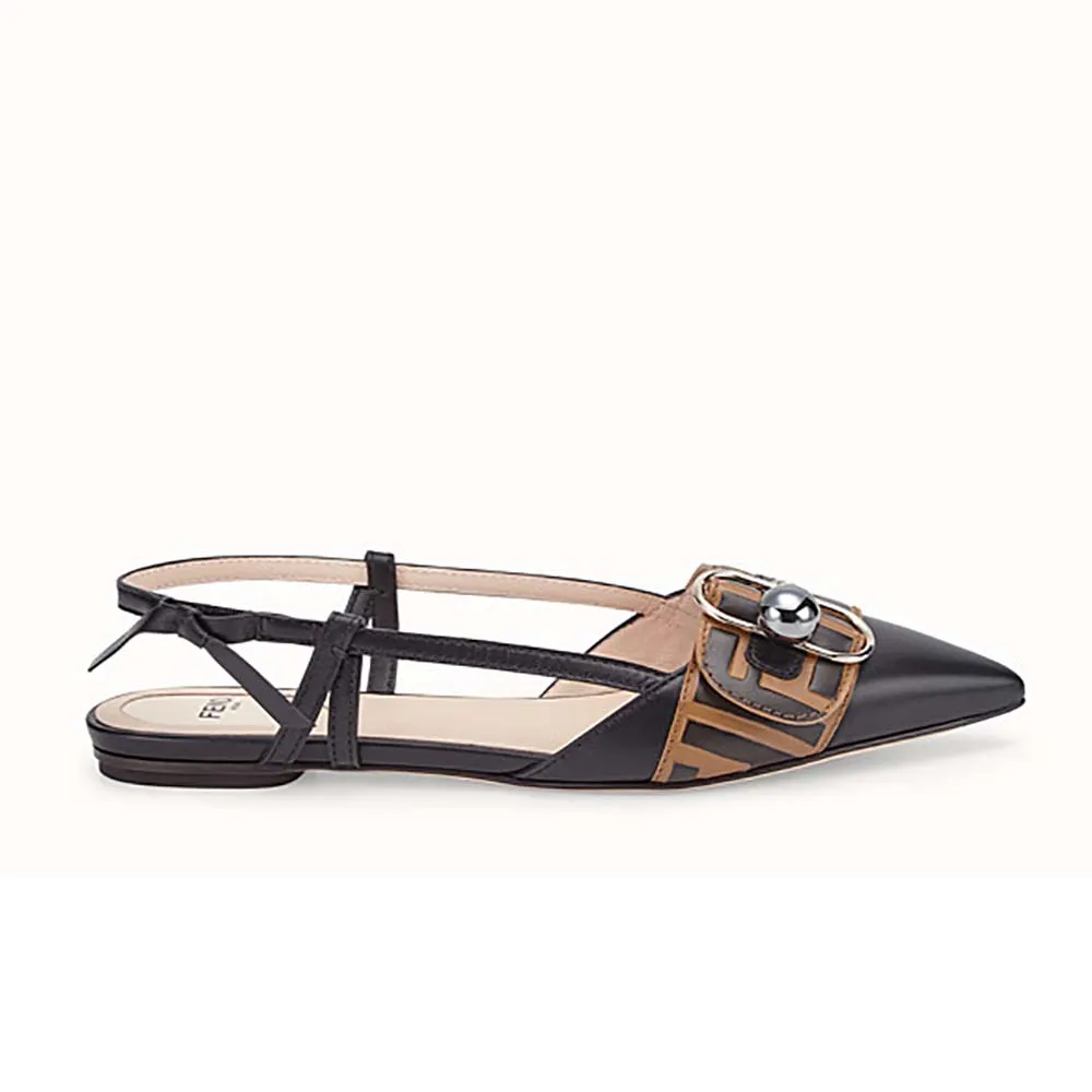 Fendi Mujer Zapatos Slingbacks De Cuero Negro