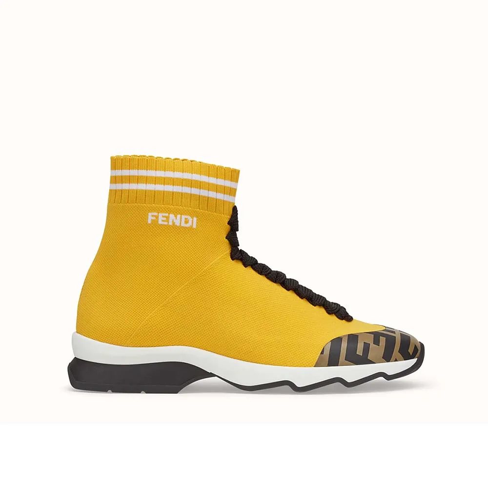FENDI ZAPATOS DE MUJER BOTAS DEPORTIVAS DE TELA PáLIDAAMARILLO