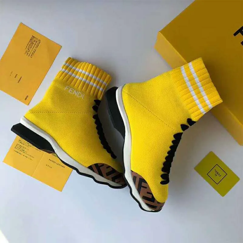 FENDI ZAPATOS DE MUJER BOTAS DEPORTIVAS DE TELA PáLIDAAMARILLO