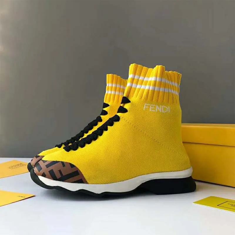 FENDI ZAPATOS DE MUJER BOTAS DEPORTIVAS DE TELA PáLIDAAMARILLO