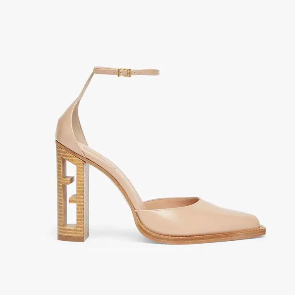 Fendi Zapatos De Salón De Tacón Alto De Piel Rosa Cortada Para Mujer