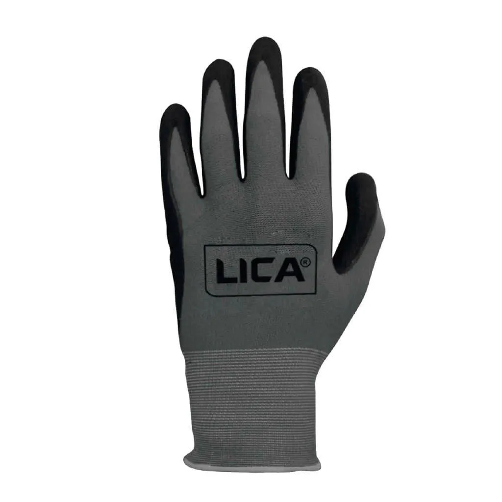 Guante de nailon con recubrimiento de nitrilo modelo GLNSPANDEX9 marca LICA